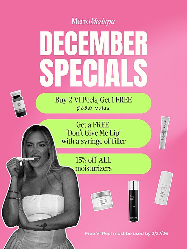 December specials for skincare and cosmetic treatments.